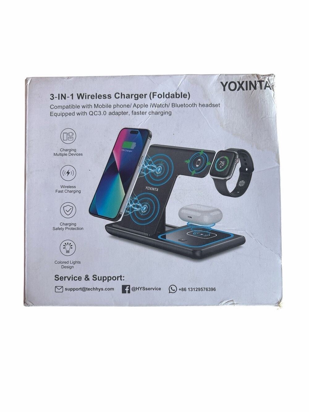 YOXINTA 3-in-1 Foldable Wireless Charging Station iPhone AirPods Apple Watch